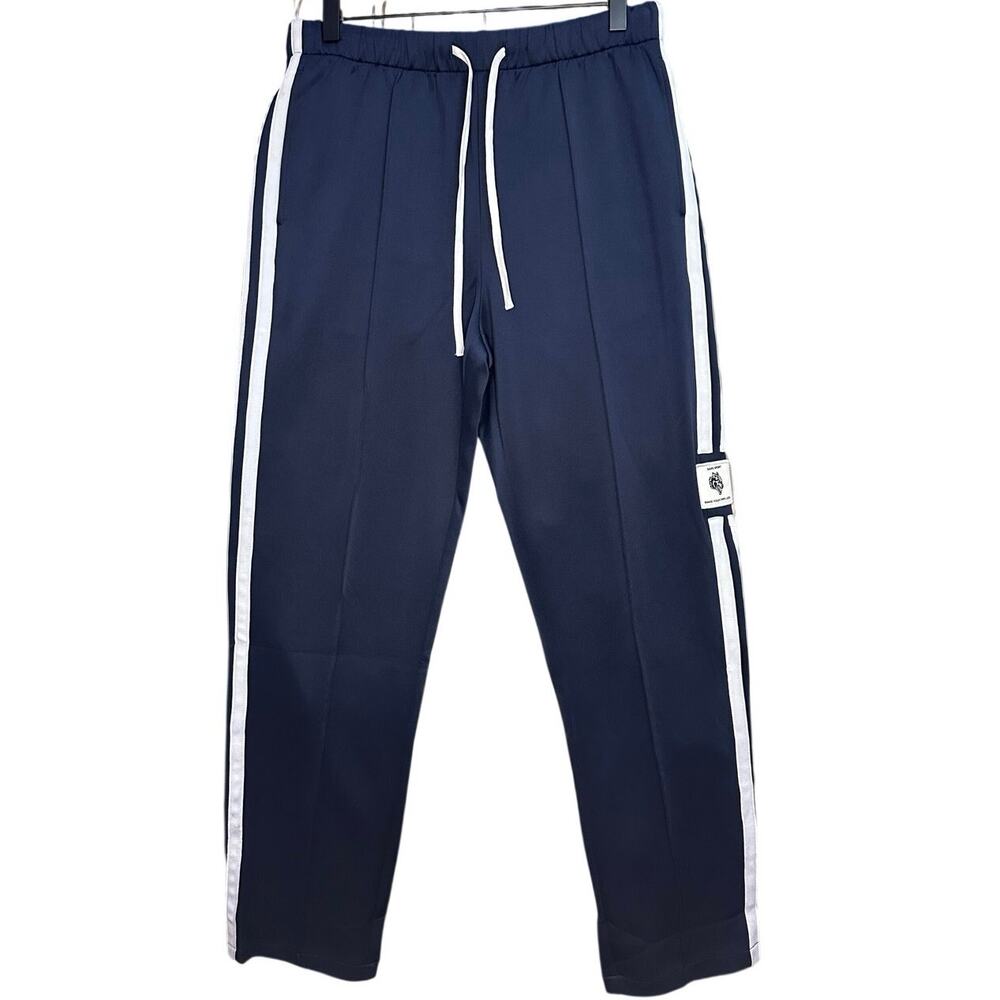 Darc Sport Lucky London Track Pants Size Medium Navy Blue workout stripes